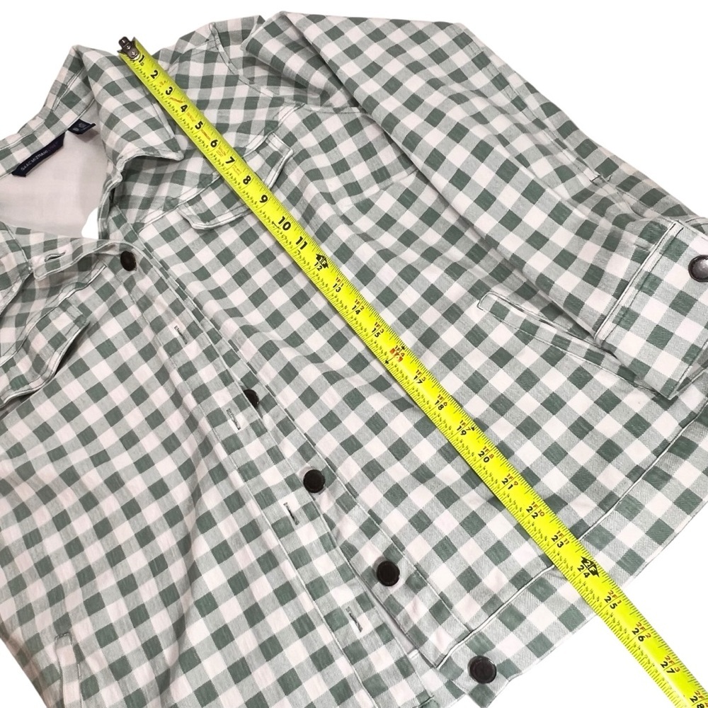 Isaac Mizrahi True Denim Gingham Jean Jacket Soft Spruce - Picture 8 of 9